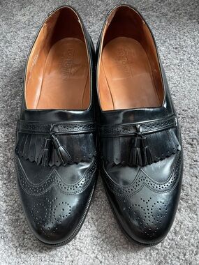 Bostonian Black Leather Tassel Loafers Size 12W